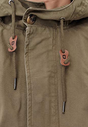 Indicode Caballero Lough Chaqueta con Capucha de 100 % algodón | Chaqueta De Chaquetas Marca Outdoor con Capucha Men's Jacket Entretiempo Tiempo Libre para Hombres Ejército S