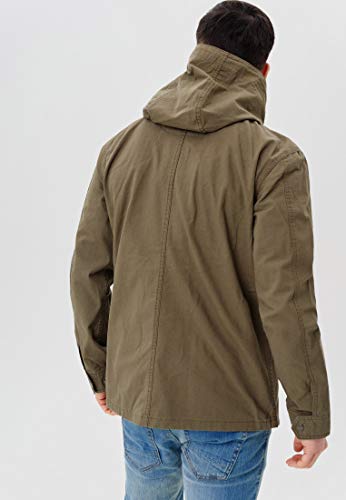 Indicode Caballero Lough Chaqueta con Capucha de 100 % algodón | Chaqueta De Chaquetas Marca Outdoor con Capucha Men's Jacket Entretiempo Tiempo Libre para Hombres Ejército S
