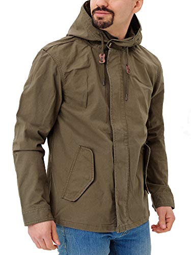 Indicode Caballero Lough Chaqueta con Capucha de 100 % algodón | Chaqueta De Chaquetas Marca Outdoor con Capucha Men's Jacket Entretiempo Tiempo Libre para Hombres Ejército S