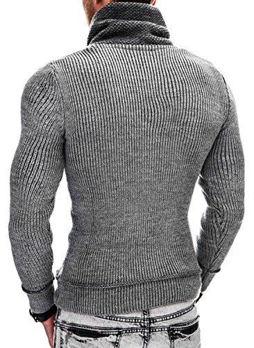 Indicode Caballeros Dane Suéter De Invierno Punto Grueso con Cuello Chal | Caliente Pullover Moderno Jersey Marca Hoddie Más Cómodo para Hombres En Light Grey M