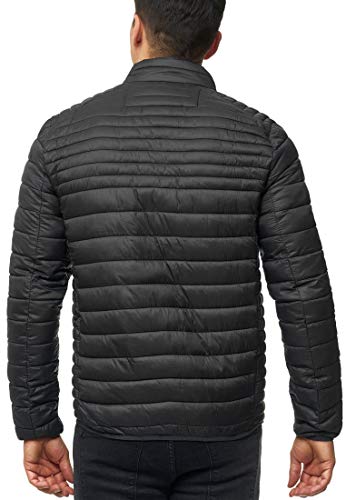 Indicode Caballeros Islington Chaqueta Acolchada con Look De Plumón Y Cuello Alto | Forrado Deportivo Entretiempo Moderno Ligero Invierno A La Moda para Hombres En Negro M