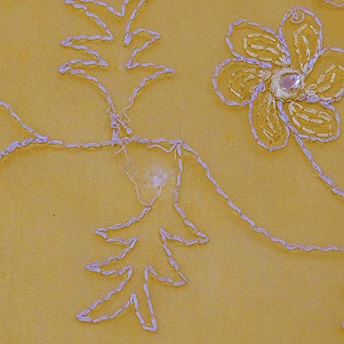 Indio Vendimia Dupatta Beige Tradicional Bufandas Bordado Mujer Étnico Robó Georgette DIY Craft Tela