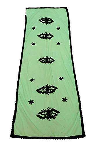 Indio Vendimia Dupatta Verde Tradicional Bufandas Bordado Mujer Étnico Robó Neto DIY Craft Tela