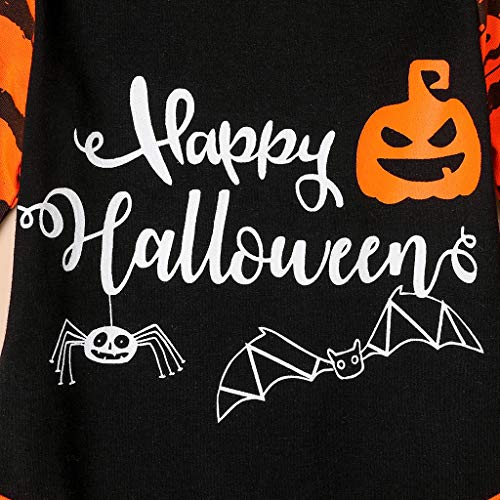Infantil Disfraz Halloween Fossen Recien Nacido Niña Niño Bebe Monos de Calabaza Tops con Sombrero de Raya + Sombrero (6-12 Meses, Naranja)