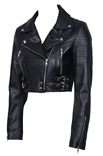 Infinity Chic Negro Bolero Motorista del Cuero de Las Mujeres 10