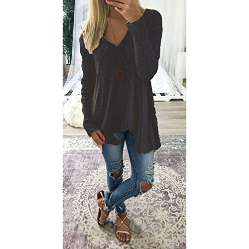 Inlefen Mujer Saltador Prendas Punto Escote V Jumpers Mujer Tejer Pullover Otoño Invierno Sayo Tops Largo Manga Escote V Camisa Sobredimensionado