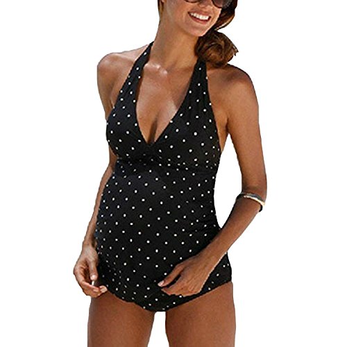 Inlefen Traje de baño de Mujeres Embarazadas Bikini Estampado Mujeres Cómodo Traje de baño Top + Pantalones Cortos 3XL
