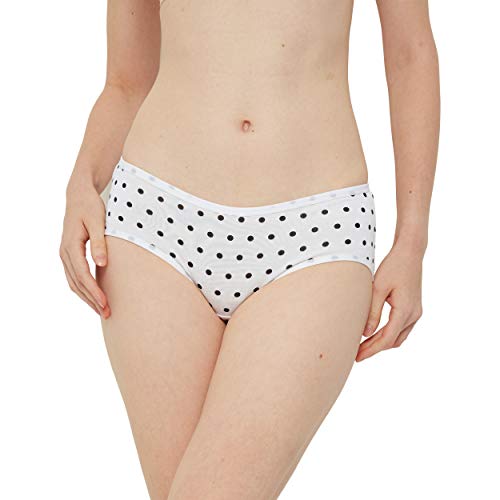 INNERSY Bragas Mujer Algodón Culotte de Sexy y Cómoda Ropa Interior Pack de 6 (L-EU 42, 4Lunares+1Gris+1Blanco)
