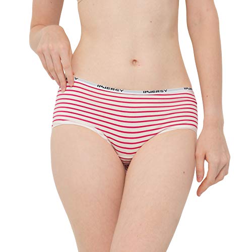 INNERSY Bragas Mujer Culotte de Algodón Braguitas Ropa Interior Cómoda y Sexy Pack de 6 (M-EU 40, 3Raya+3Color Puro)