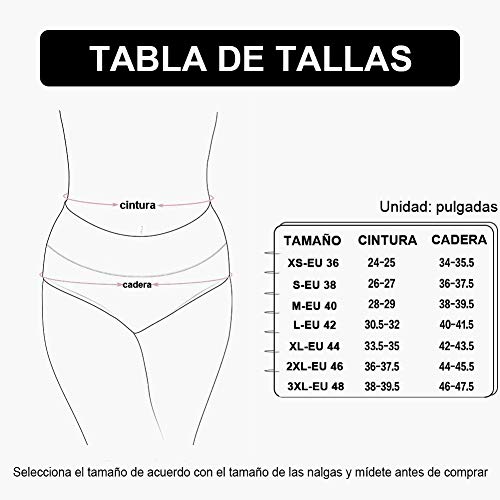 INNERSY Bragas Mujer de Algodón Ropa Interior de Cintura Alta Cómoda y Sexy Braguitas Pack de 5 (3XL-EU 48, Basico)