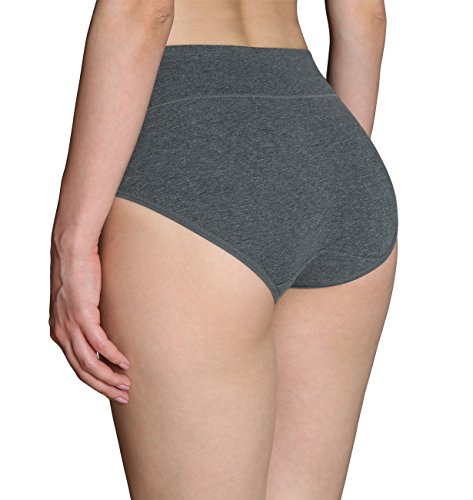 INNERSY Bragas Mujer de Algodón Ropa Interior de Cintura Alta Cómoda y Sexy Braguitas Pack de 5 (3XL-EU 48, Oscuro)