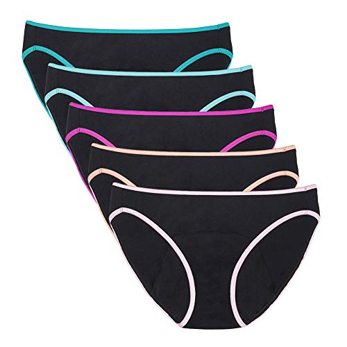 Intimate Portal Mujer Bragas Menstruales Ropa Interior Braguitas para la Periodo Regla Menstruación Negro (PK de 5) M