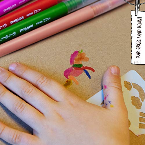 int!rend Plantillas de dibujo | Stencil set 26 plantillas de plástico | Dibujos y formas para tarjetas de cumpleaños o regalo, álbum de recortes, álbum de fotos, diario