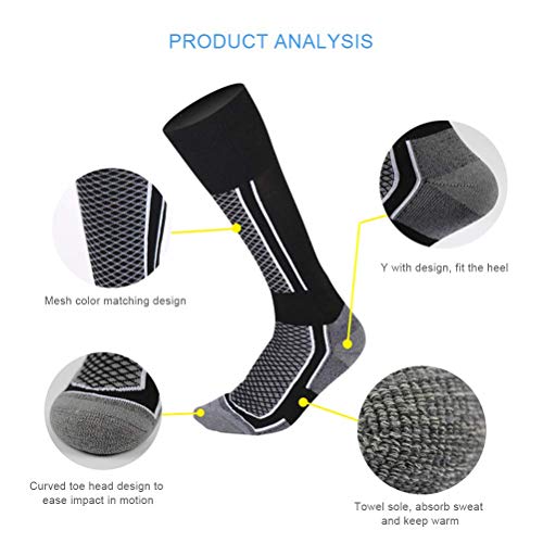 INTVN 2 Pares Calcetines de esquí, Calcetines Termicos Hombre Esqui de Alto Rendimiento, Calcetines Gruesos de Nieve cálida para Patinaje Esquí Snowboard EU 37.5-46