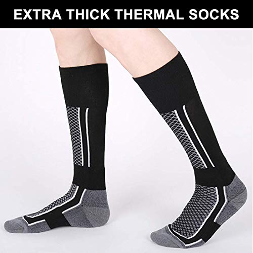 INTVN 2 Pares Calcetines de esquí, Calcetines Termicos Hombre Esqui de Alto Rendimiento, Calcetines Gruesos de Nieve cálida para Patinaje Esquí Snowboard EU 37.5-46