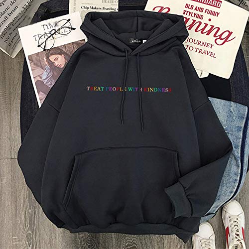 Invierno Casual Harry Styles Tratar a las Personas con Amabilidad S-2XL Mujeres Moda Vintage Casual Punk Letra Hip Hop Sudadera con Capucha