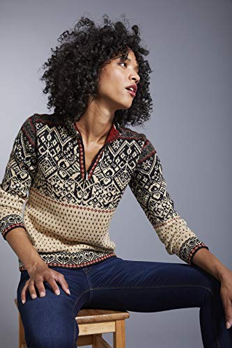 Invisible World Jersey Lana de Alpaca Pura Pullover De Punto Nordico Media Cremallera de Mujer Maxine XXL