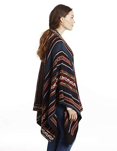 Invisible World Poncho Invierno Lana de Alpaca Capa para Fiestas Invierno Otoño Abrigo Abierto de Punto para Mujer Azul Aguayo