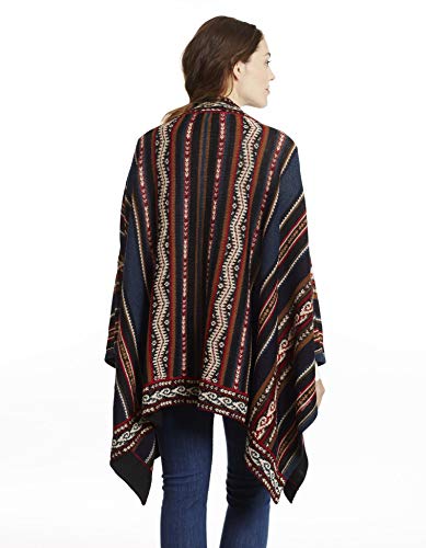 Invisible World Poncho Invierno Lana de Alpaca Capa para Fiestas Invierno Otoño Abrigo Abierto de Punto para Mujer Azul Aguayo