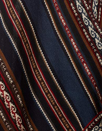 Invisible World Poncho Invierno Lana de Alpaca Capa para Fiestas Invierno Otoño Abrigo Abierto de Punto para Mujer Azul Aguayo