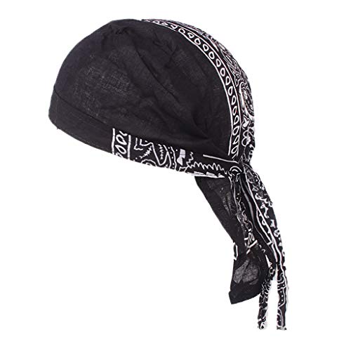 IPOTCH Algodón Gorra para Mujer Hombre Headwear Bañer Pañuelo de Cabeza - Negro
