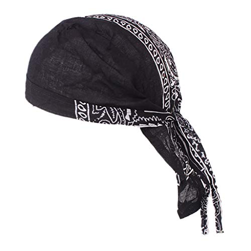 IPOTCH Algodón Gorra para Mujer Hombre Headwear Bañer Pañuelo de Cabeza - Negro
