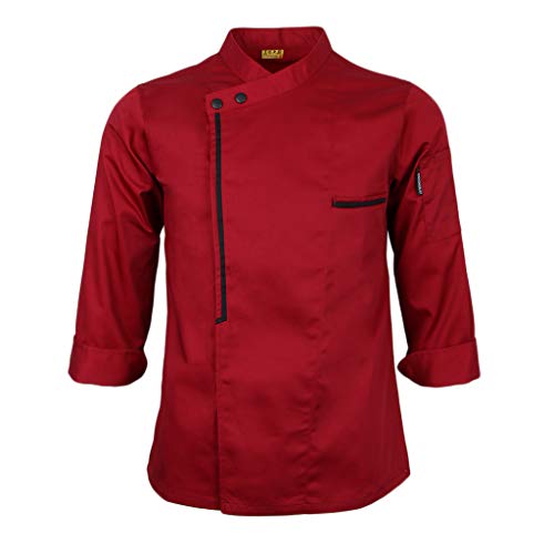 IPOTCH Chaqueta de Chef Retro Manga Larga Hotel Cocina Ropa de Hostelería Aficionados de Catering Cocina - rojo, L