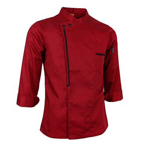 IPOTCH Chaqueta de Chef Retro Manga Larga Hotel Cocina Ropa de Hostelería Aficionados de Catering Cocina - rojo, L