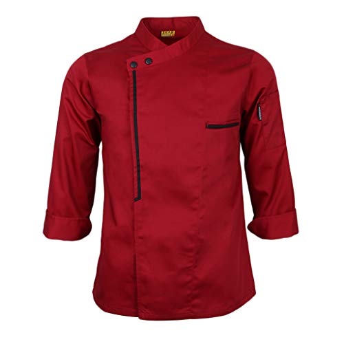 IPOTCH Chaqueta de Chef Retro Manga Larga Hotel Cocina Ropa de Hostelería Aficionados de Catering Cocina - rojo, L