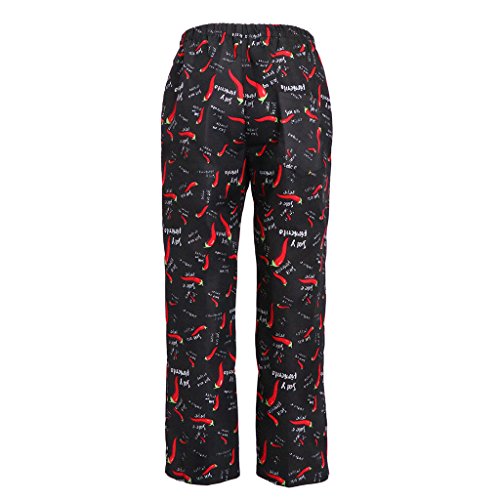 IPOTCH Pantalones de Chef Carga Uniformes Trabajo de Cocina Buen Estiramiento Encogimiento Duradero - Chiles, 2XL
