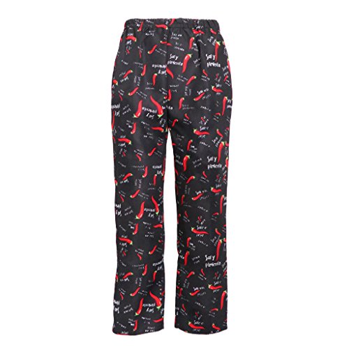 IPOTCH Pantalones de Chef Carga Uniformes Trabajo de Cocina Buen Estiramiento Encogimiento Duradero - Chiles, 2XL
