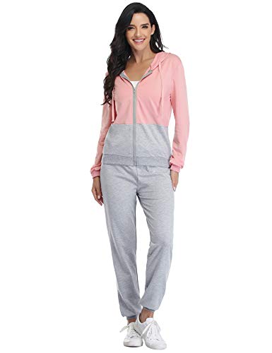 Irevial Chandal Conjunto para Mujer Invierno, Conjunto Chandal Mujer Completo Algodon Chaqueta y Pantalón Deportivo Mujer Manga Larga con Cremallera Dos Piezas