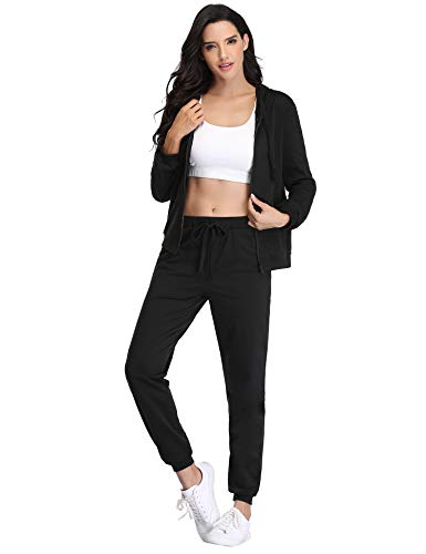 Irevial Chandal Conjunto para Mujer Invierno, Conjunto Chandal Mujer Completo Algodon Chaqueta y Pantalón Deportivo Mujer Manga Larga con Cremallera Dos Piezas