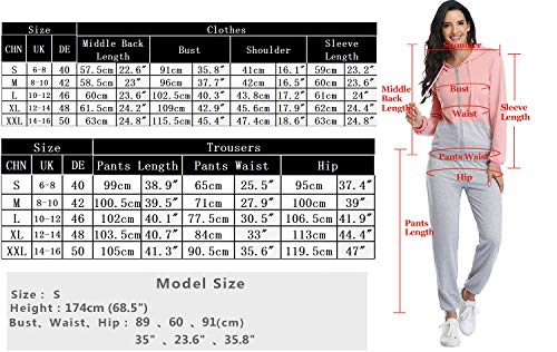 Irevial Chandal Conjunto para Mujer Invierno, Conjunto Chandal Mujer Completo Algodon Chaqueta y Pantalón Deportivo Mujer Manga Larga con Cremallera Dos Piezas