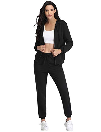 Irevial Chandal Conjunto para Mujer Invierno, Conjunto Chandal Mujer Completo Algodon Chaqueta y Pantalón Deportivo Mujer Manga Larga con Cremallera Dos Piezas
