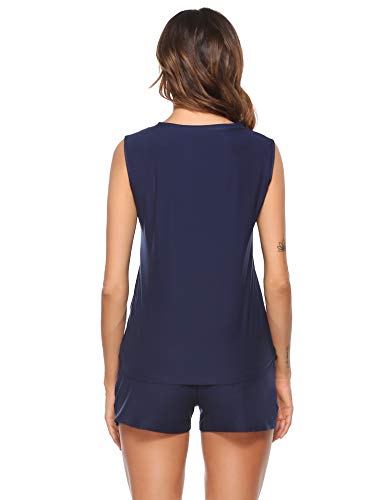 Irevial Conjunto chandal deportivo mujer Verano chandal Completos pantalon corto mujer Conjunto de Ropa deporte corta Chandal Mujer de Sin mangas con Botones Dos Piezas Moda