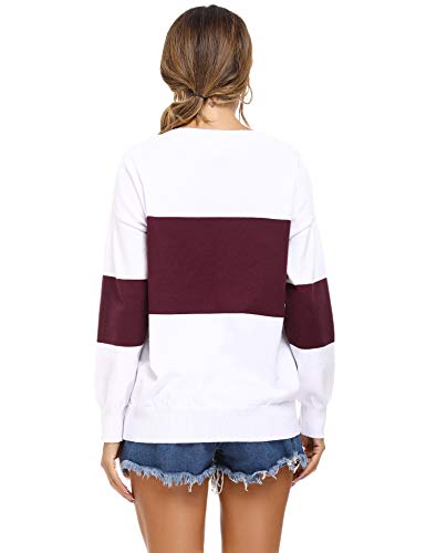Irevial Jersey de Punto Mujer Invierno, Suéter de Manga Larga Hombro Descubierto Mujer Sexy, Camiseta Mujers Colores de Costura Casual para otoño Invierno
