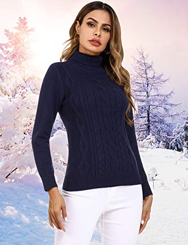 Irevial Jersey Mujer Invierno Cuello Alto, Suéter Mujer Manga Larga Elegante, Pullover Jersey de Punto Mujer Cuello Alto Cálido Turtleneck Sweater para Otoño Invierno
