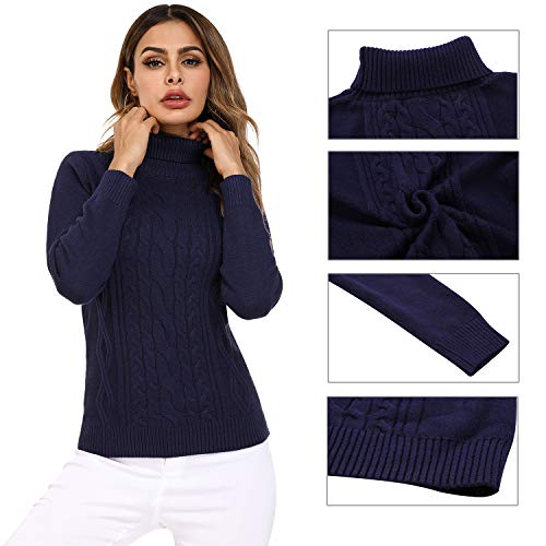 Irevial Jersey Mujer Invierno Cuello Alto, Suéter Mujer Manga Larga Elegante, Pullover Jersey de Punto Mujer Cuello Alto Cálido Turtleneck Sweater para Otoño Invierno