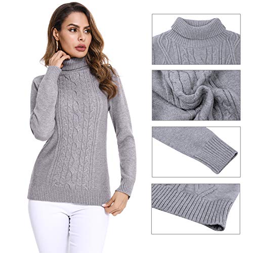 Irevial Jersey Mujer Invierno Cuello Alto, Suéter Mujer Manga Larga Elegante, Pullover Jersey de Punto Mujer Cuello Alto Cálido Turtleneck Sweater para Otoño Invierno