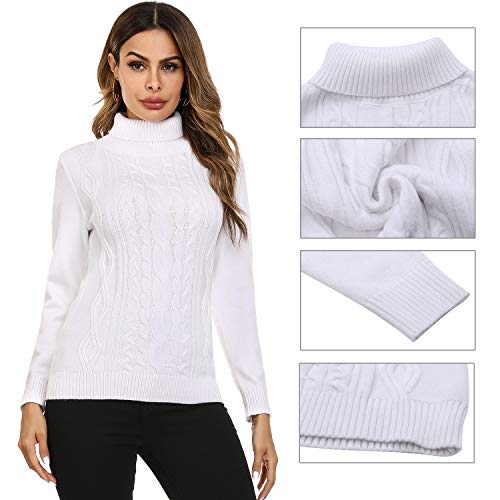 Irevial Jersey Mujer Invierno Cuello Alto, Suéter Mujer Manga Larga Elegante, Pullover Jersey de Punto Mujer Cuello Alto Cálido Turtleneck Sweater para Otoño Invierno