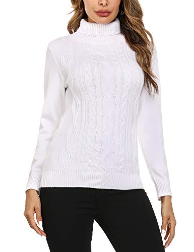 Irevial Jersey Mujer Invierno Cuello Alto, Suéter Mujer Manga Larga Elegante, Pullover Jersey de Punto Mujer Cuello Alto Cálido Turtleneck Sweater para Otoño Invierno