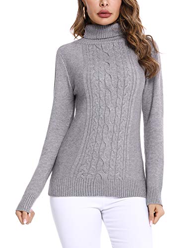 Irevial Jersey Mujer Invierno Cuello Alto, Suéter Mujer Manga Larga Elegante, Pullover Jersey de Punto Mujer Cuello Alto Cálido Turtleneck Sweater para Otoño Invierno