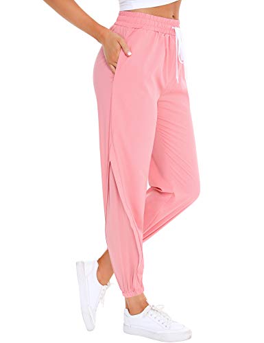 Irevial Pantalones Deportivos para Mujer,pantalón chándal Malla de Largo con Alta Cintura, Casual Secado-rápido Yoga Pants con Bolsillos, Talla Grande