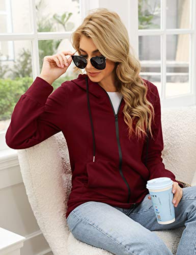 Irevial Sudadera con Capucha Mujer Chaqueta Deportiva Mujer Otoño Invierno de Manga Larga con 2 Bolsillos Sudaderas con Cremallera Mujer para Correr Fitness