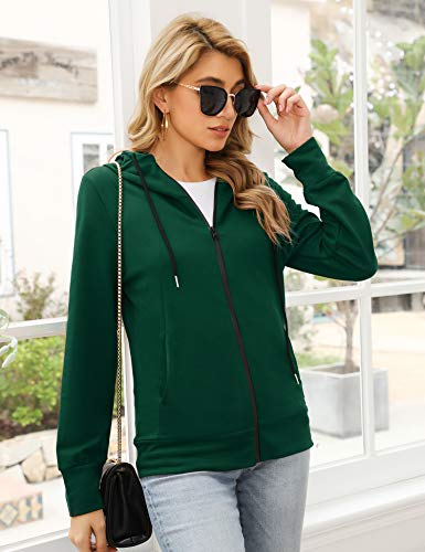 Irevial Sudadera con Capucha Mujer Chaqueta Deportiva Mujer Otoño Invierno de Manga Larga con 2 Bolsillos Sudaderas con Cremallera Mujer para Correr Fitness