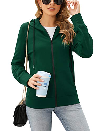 Irevial Sudadera con Capucha Mujer Chaqueta Deportiva Mujer Otoño Invierno de Manga Larga con 2 Bolsillos Sudaderas con Cremallera Mujer para Correr Fitness