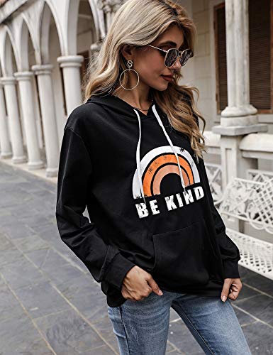 Irevial Sudadera con Capucha Mujer Manga Larga, Sudadera Mujer Deporte con Estampados Patrón de Arco Iris, Hoodie Sudadera con Bolsillo Casual