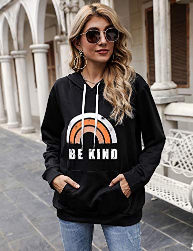 Irevial Sudadera con Capucha Mujer Manga Larga, Sudadera Mujer Deporte con Estampados Patrón de Arco Iris, Hoodie Sudadera con Bolsillo Casual