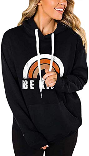 Irevial Sudadera con Capucha Mujer Manga Larga, Sudadera Mujer Deporte con Estampados Patrón de Arco Iris, Hoodie Sudadera con Bolsillo Casual